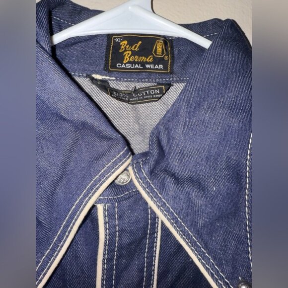 Vintage Bud Berma Men’s Butterfly Collar Western Denim Button Down size XL - Picture 2 of 5